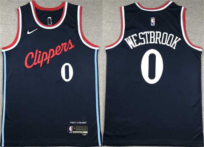 Mens Los Angeles Clippers #0 Russell Westbrook Navy Stitched Jersey->los angeles clippers->NBA Jersey
